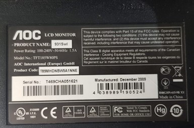 AOC 931SWL 18.5 inç LCD MONİTÖRÜN VGA KARTI GÖRÜNTÜ KARTI GRAFİK KARTI ANAKART 715G2681-1-4
